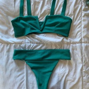 High leg teal bikini
